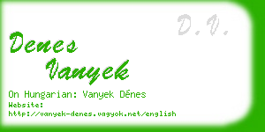 denes vanyek business card